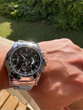 Oruss Black Dial Stainless Steel Men's Watch